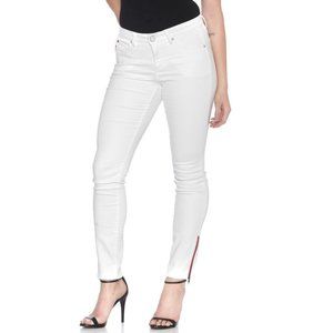 Slink White & Red Zipper Curvy Josie Skinny Jeans